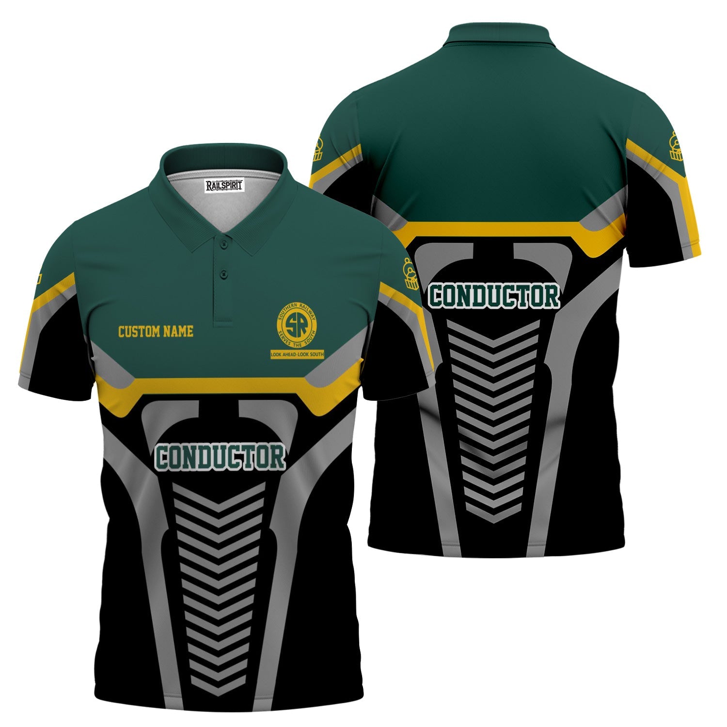 Railspirit Personalized Southern Railway U.S Polo Shirt Track-Inspired with Custom Job Position SOU Train Shirt