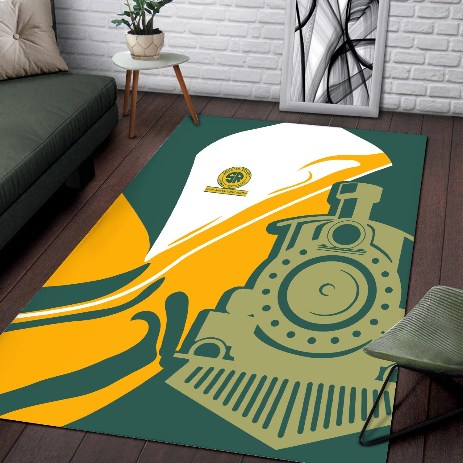 Railspirit Southern Railway U.S Area Rug Flame-Inspired Style SOU Rug Gift Idea For Train Lovers