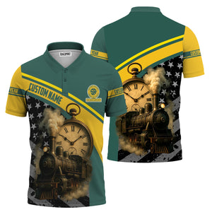 Railspirit Personalized Southern Railway U.S Polo Shirt Classic Steam Engine With Retro Pocket Watch SOU Shirt All Over Print