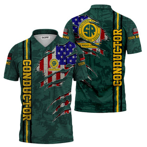 Railspirit Personalized Southern Railway U.S Polo Shirt USA Flag Claw Art with Custom Job SOU Train Shirt