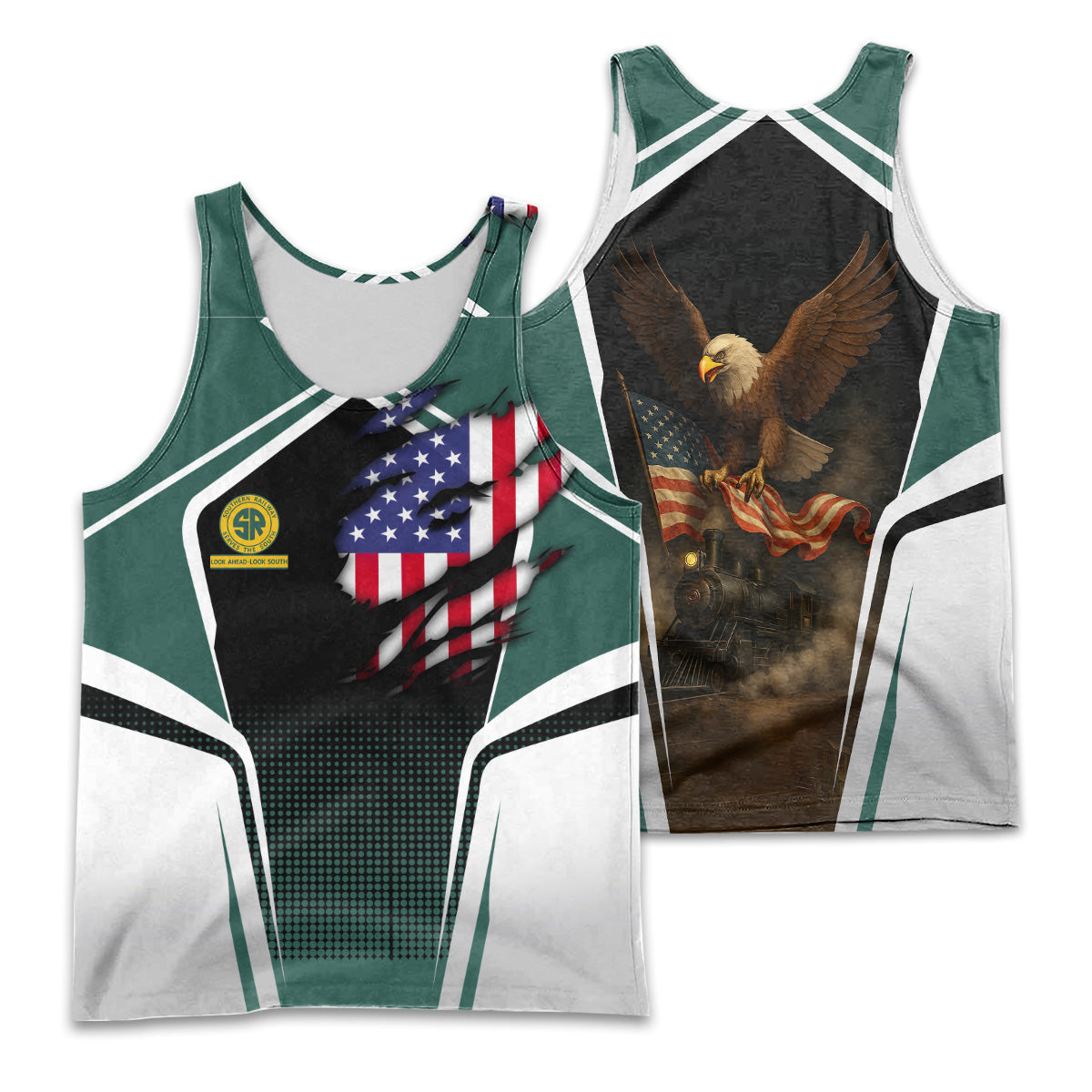Railspirit Personalized Southern Railway U.S Men Tank Top American Eagle Vintage Train SOU Shirt