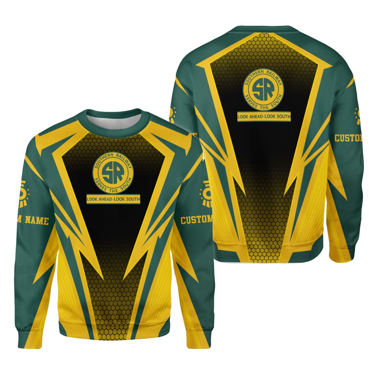 Railspirit Personalized Southern Railway U.S Sweatshirt Lightning Graphic Style SOU Shirt Gift Idea For Train Lover