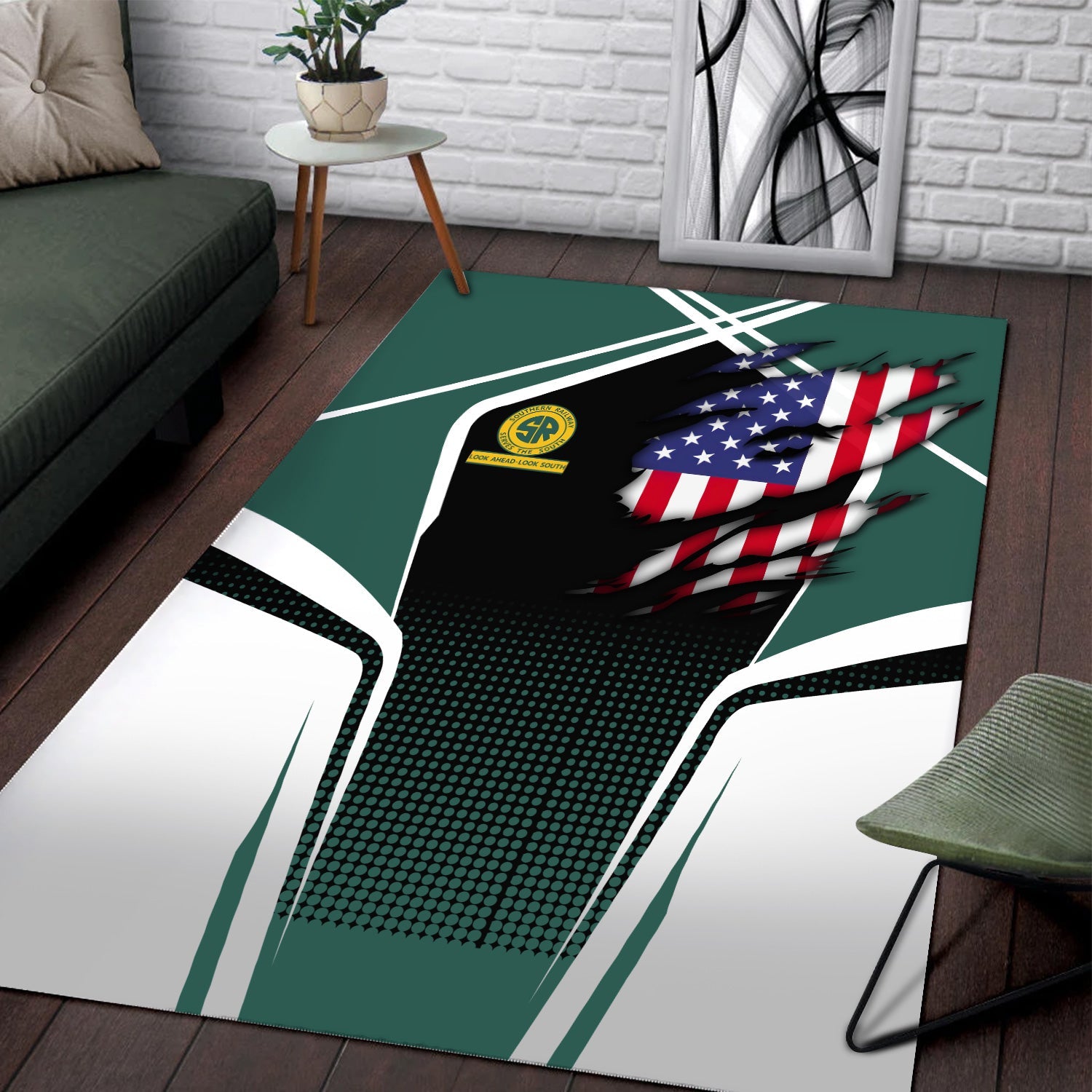 Railspirit Personalized Southern Railway U.S Area Rug American Eagle Vintage Train SOU Rug