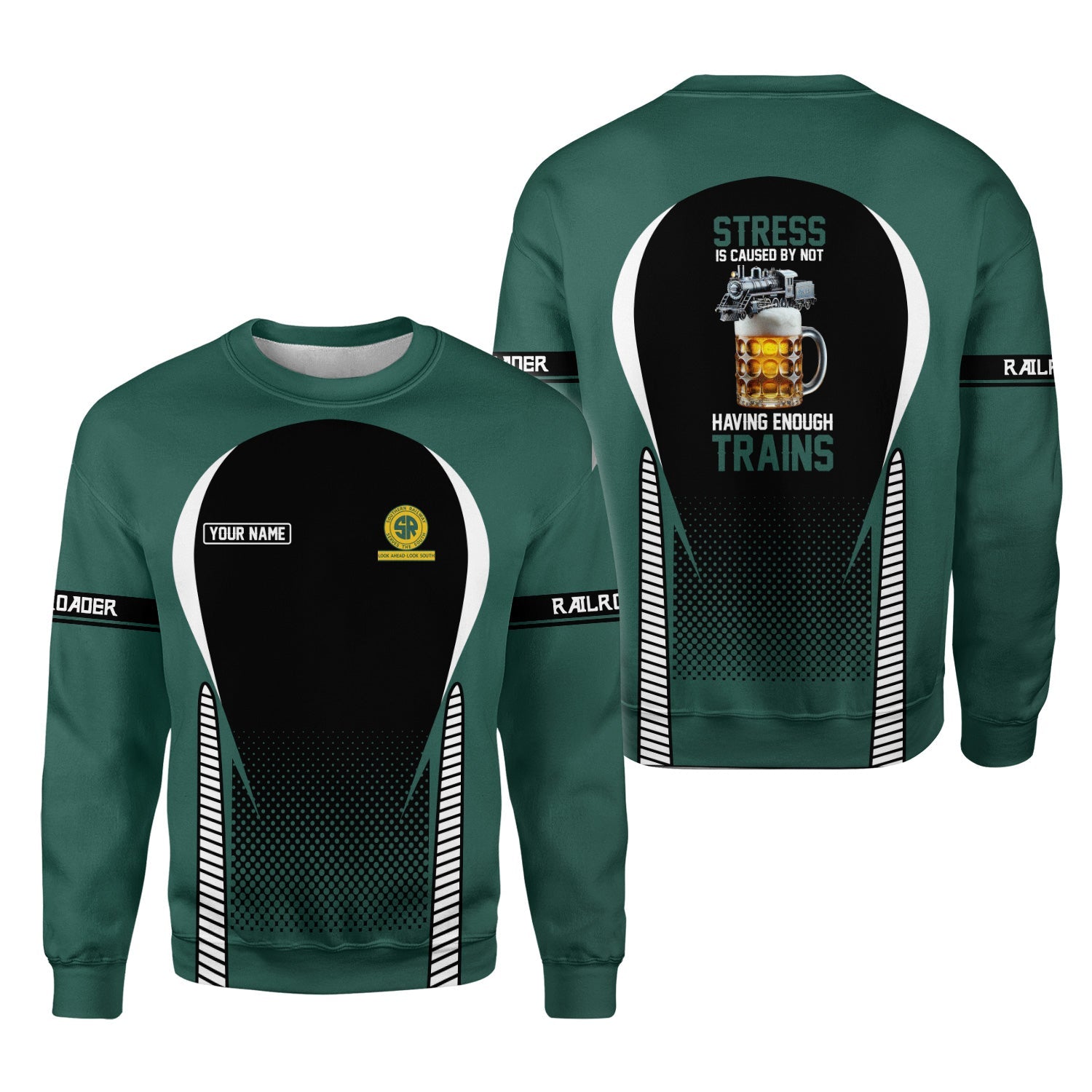 Railspirit Personalized Southern Railway U.S Sweatshirt Stress Is Caused By Not Having Enough Trains SOU Shirt All Over Print Shirt