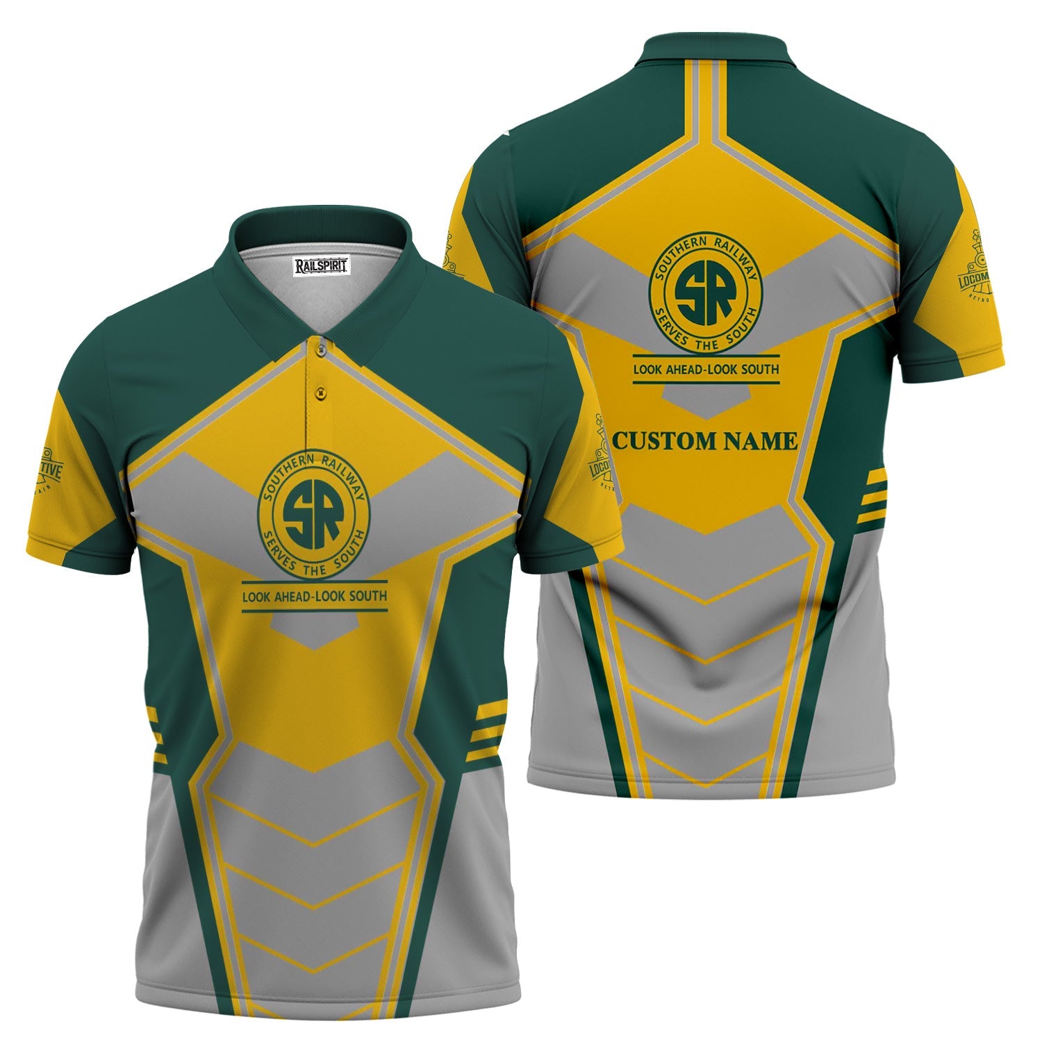 Railspirit Personalized Southern Railway U.S Polo Shirt Engine-Inspired Style SOU Train Shirt for Railroad Fanatic