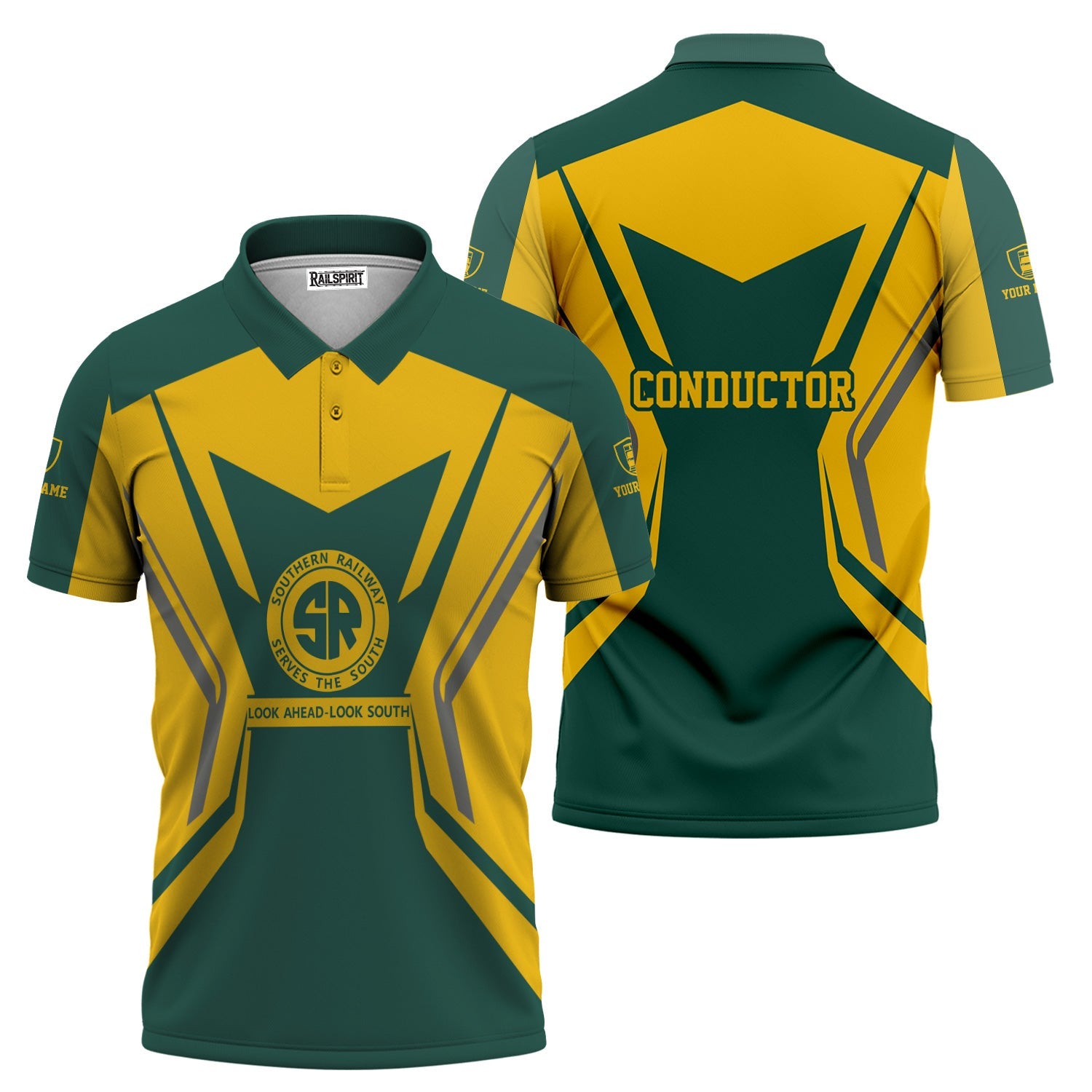 Railspirit Personalized Southern Railway U.S Polo Shirt Unique Style with Custom Job SOU Train Shirt