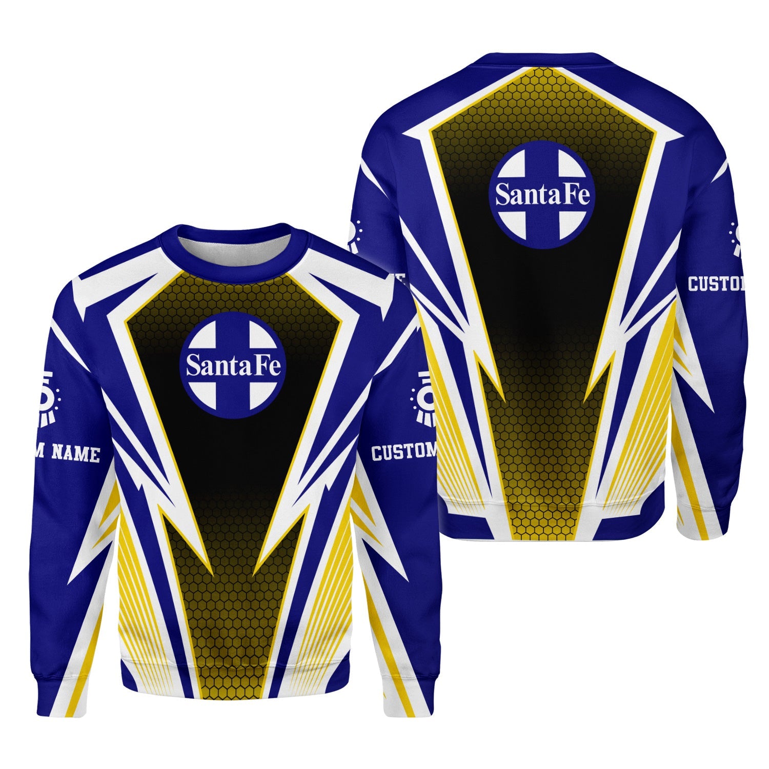 Railspirit Personalized Santa Fe Railway Sweatshirt Lightning Graphic Style Atchison, Topeka and Santa Fe Railway Shirt Gift Idea For Train Lover