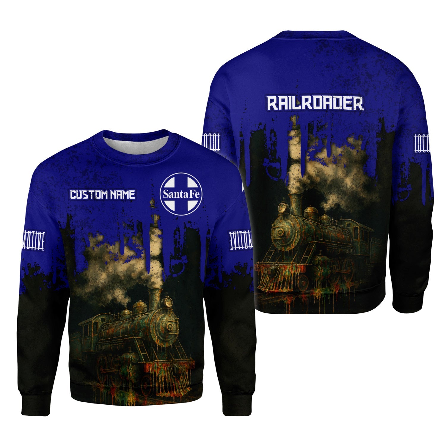 Railspirit Personalized Santa Fe Railway Sweatshirt Vintage Train Art Style Atchison, Topeka and Santa Fe Railway Shirt For Locomotive Fans