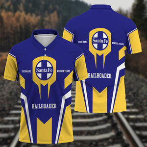 Railspirit Personalized Santa Fe Railway Polo Shirt Custom Year Railroader Atchison, Topeka and Santa Fe Railway Shirt Gift Idea For Train Lover
