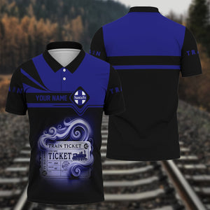 Railspirit Custom Name Santa Fe Railway Polo Shirt American Train Ticket Atchison, Topeka and Santa Fe Railway Printed Shirt
