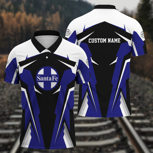 Railspirit Personalized Santa Fe Railway Polo Shirt Atchison, Topeka and Santa Fe RailwayStrong Line Style Train Unisex Shirt All Over Print