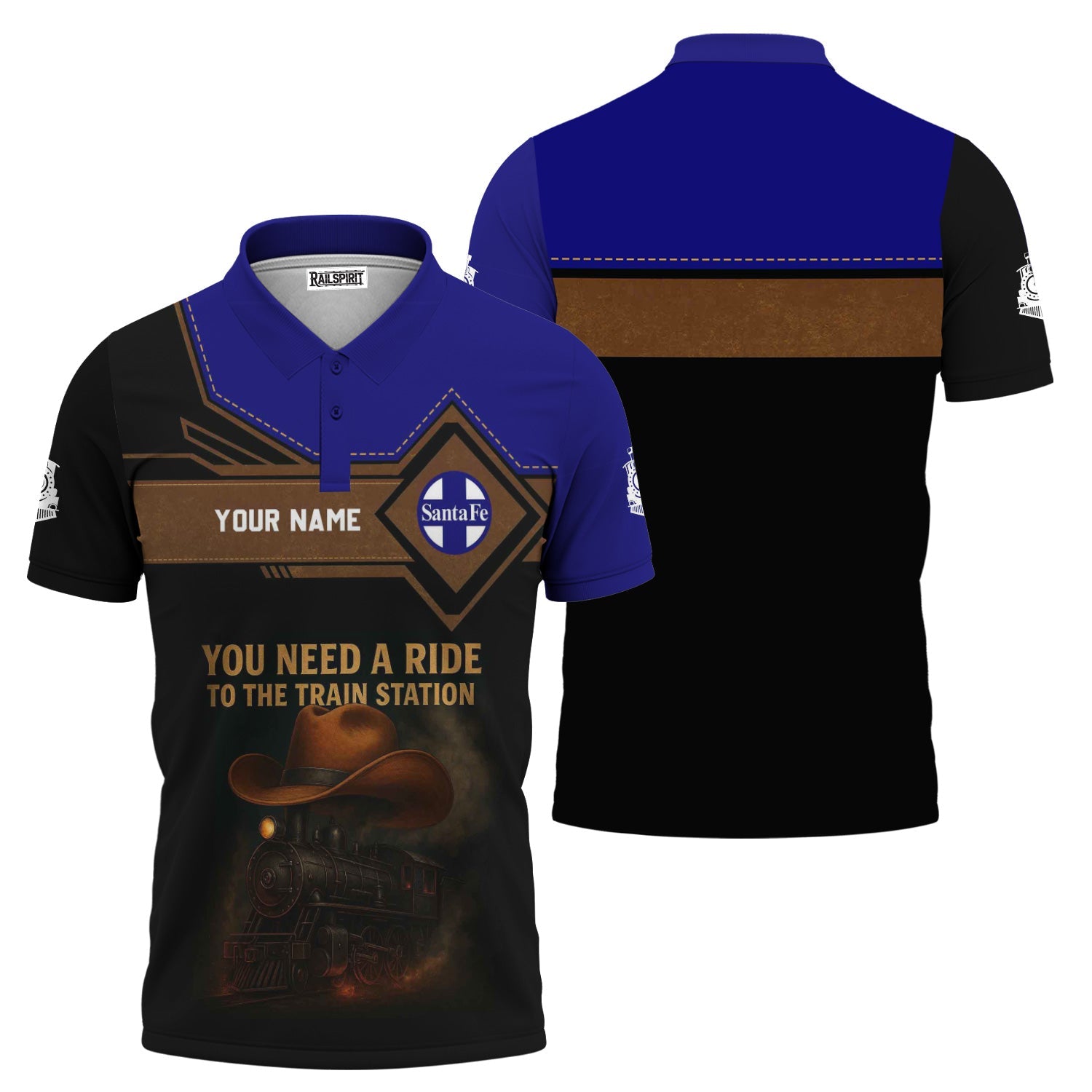 Railspirit Personalized Santa Fe Railway Polo Shirt You Need A Ride To The Train Station Atchison, Topeka and Santa Fe Railway Shirt For Train Lovers