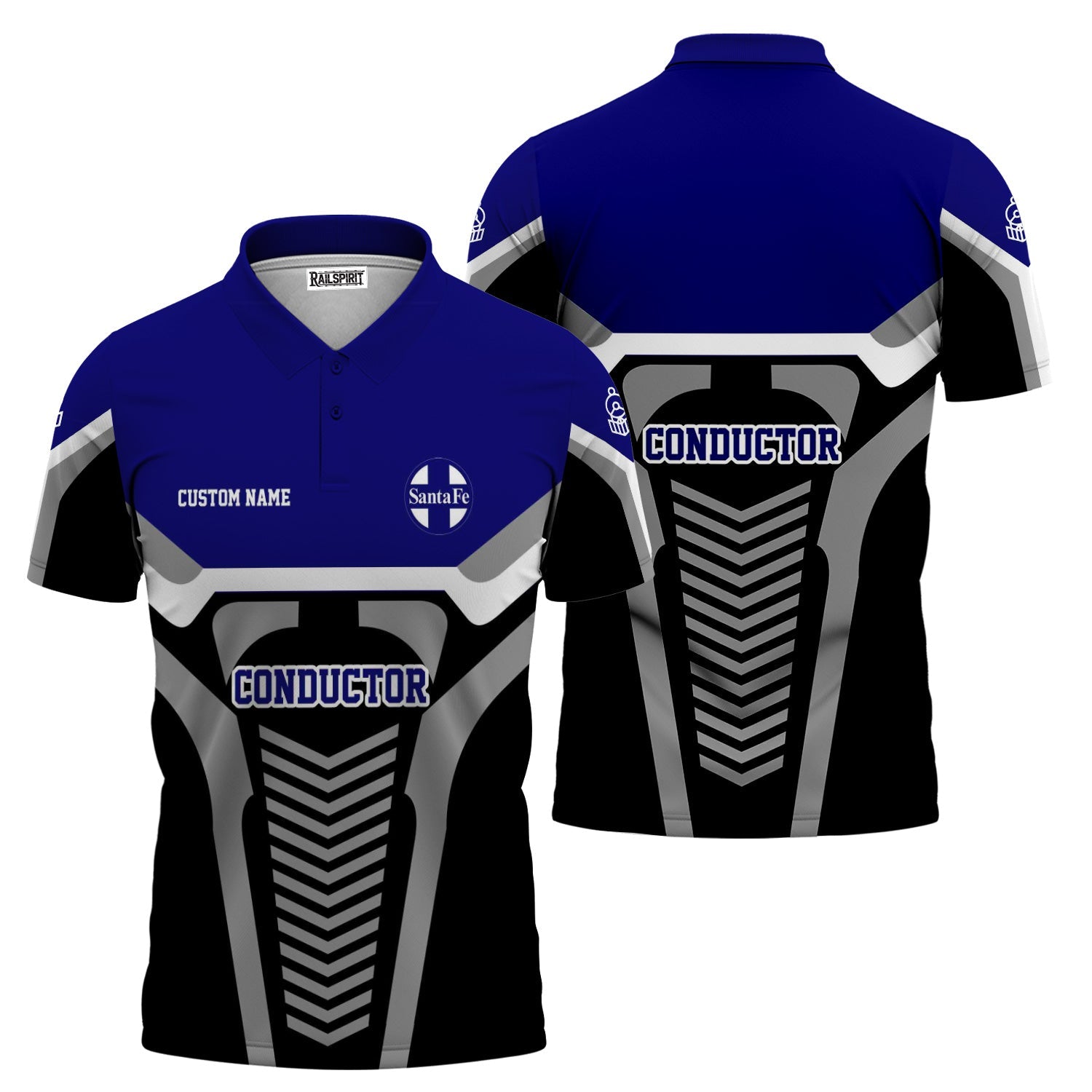 Railspirit Personalized Santa Fe ATSF Railway Polo Shirt Track-Inspired with Custom Job Position Atchison, Topeka and Santa Fe Train Shirt