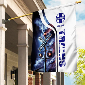 Railspirit Personalized Santa Fe Railway Garden Flag Railroad Crossing Sign Atchison, Topeka and Santa Fe Railway Flag All Over Print