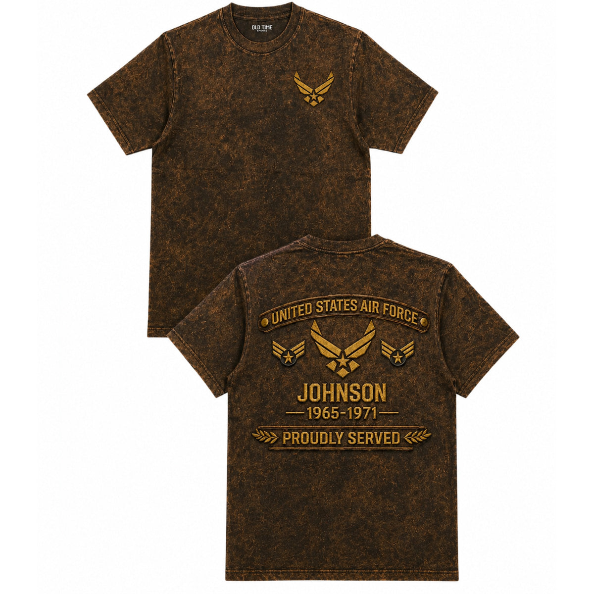 Custom Name United States Air Force Printed Vintage T-Shirt Personalized Veteran Gift for Dad Father’s Day Military Shirt