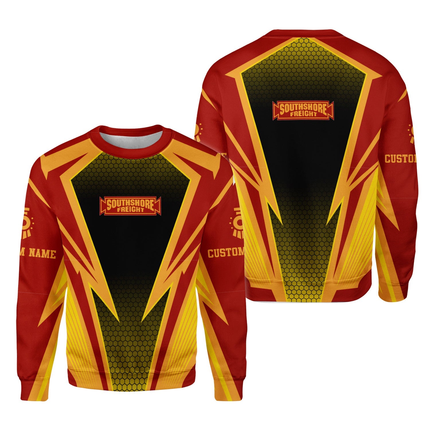 Railspirit Personalized Chicago South Shore and South Bend Railroad Sweatshirt Lightning Graphic Style Shirt Gift Idea For Train Lover