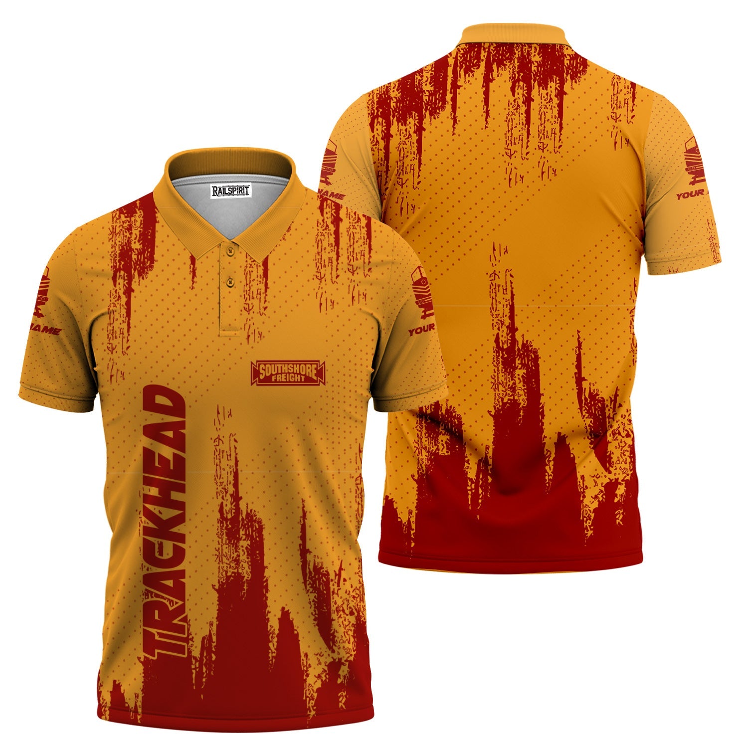 Railspirit Personalized Chicago South Shore and South Bend Railroad Polo Shirt Paint Impact Design Train Shirt for Trackhead