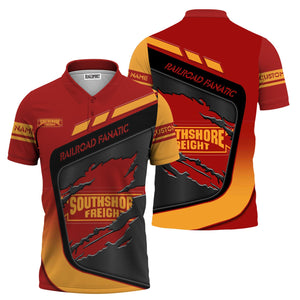 Railspirit Personalized Chicago South Shore and South Bend Railroad Polo Shirt Ripped Texture Style Train Shirt For Railroad Fanatic