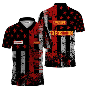 Railspirit Personalized Chicago South Shore and South Bend Railroad Polo Shirt Artistic Paint American Flag Style Train Shirt