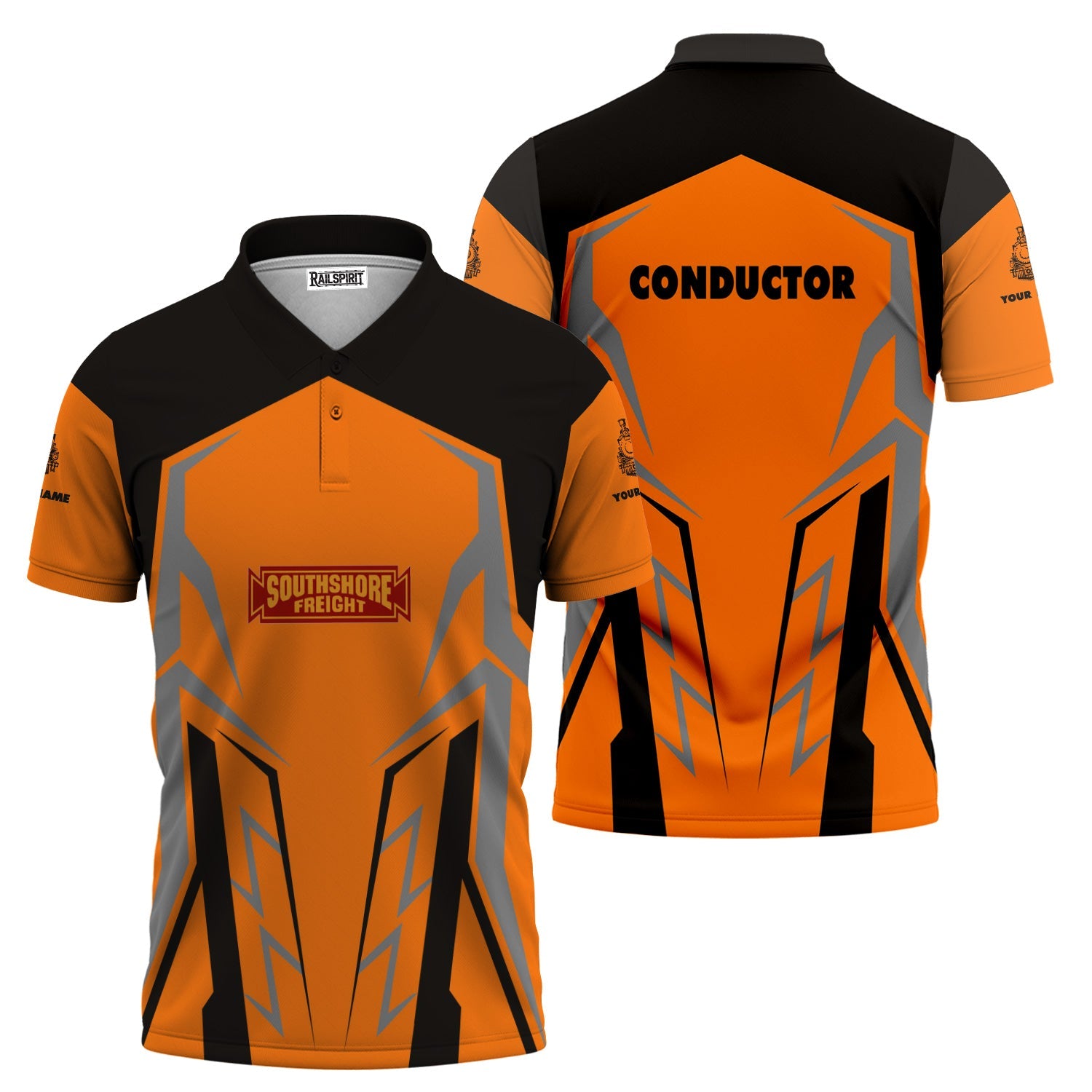 Railspirit Personalized Chicago South Shore and South Bend Railroad Polo Shirt Futuristic Design with Custom Job Train Shirt