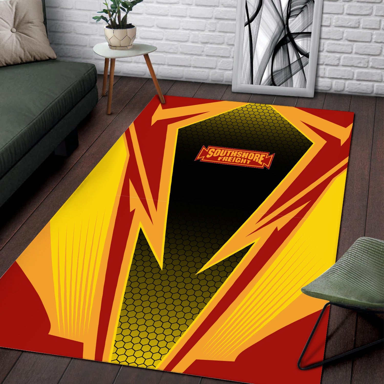 Railspirit Chicago South Shore and South Bend Railroad Area Rug Lightning Graphic Style Rug Gift Idea For Train Lover