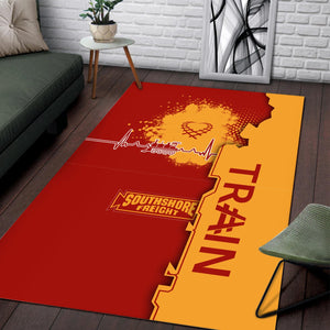Railspirit Chicago South Shore and South Bend Railroad Area Rug Engine Heartbeat and Track Love Style Rug Gift Idea For Train Lovers