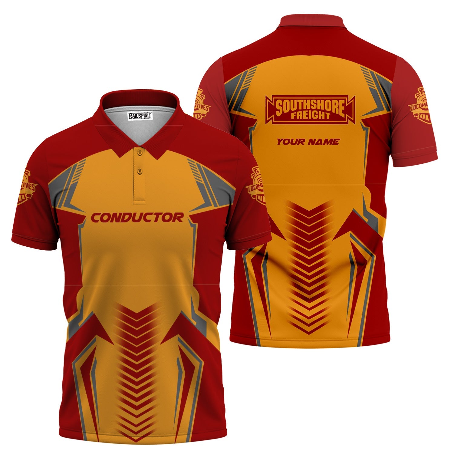 Railspirit Personalized Chicago South Shore and South Bend Railroad Polo Shirt Standout Style with Custom Position Train Shirt