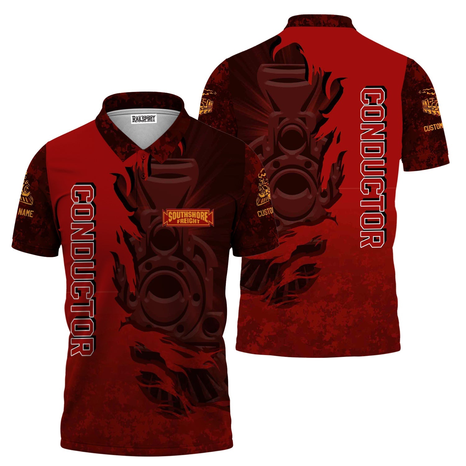 Railspirit Personalized Chicago South Shore and South Bend Railroad Polo Shirt Blazing Style with Custom Position Train Shirt