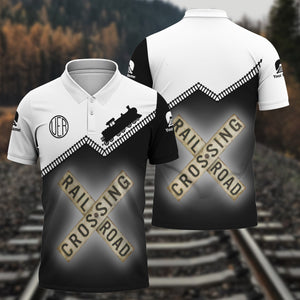 Railspirit Personalized Union Electric Railway Polo Shirt Railroad Crossing Printed Train Track Shirt