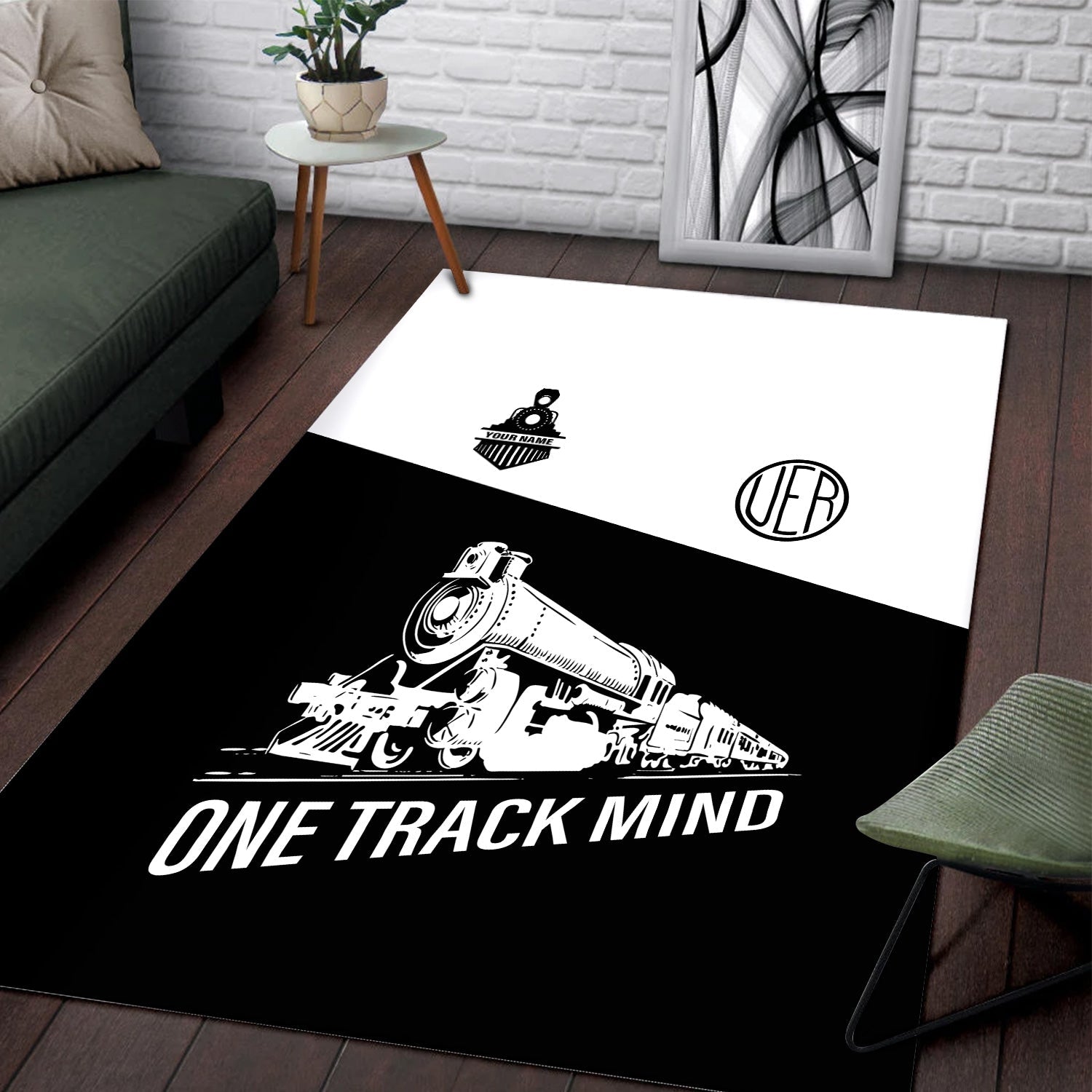 Railspirit Personalized Union Electric Railway Area Rug One Track Mind Train Rug Gift Idea For Train Lover