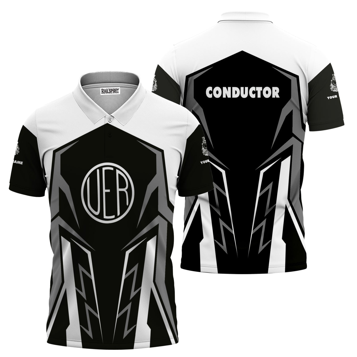 Railspirit Personalized Union Electric Railway Polo Shirt Futuristic Design with Custom Job Train Shirt