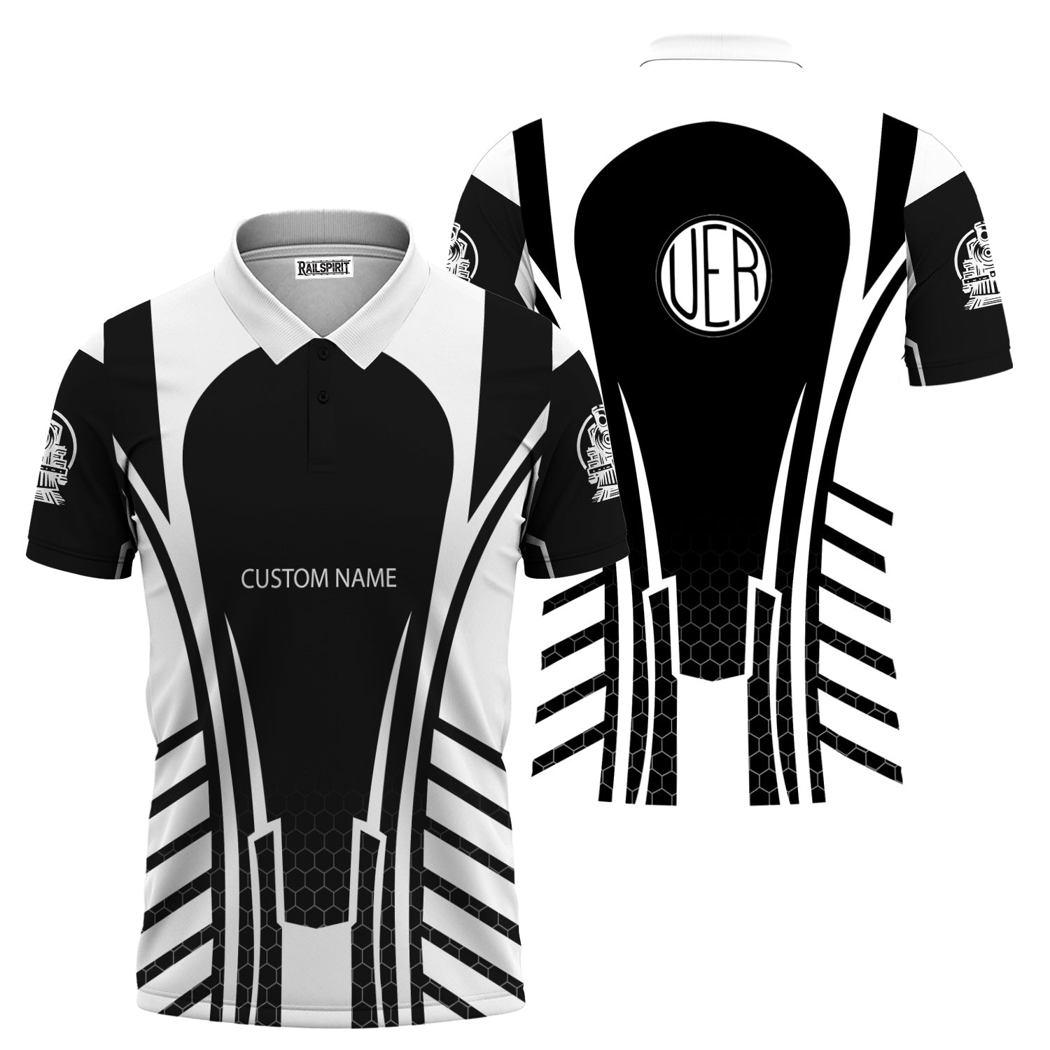 Railspirit Personalized Union Electric Railway Polo Shirt Striped Railroad Style Train Shirt All Over Print