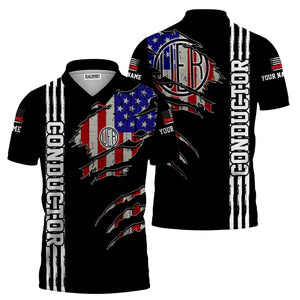 Railspirit Personalized Union Electric Railway Polo Shirt USA Flag Claw Art with Custom Job Train Shirt