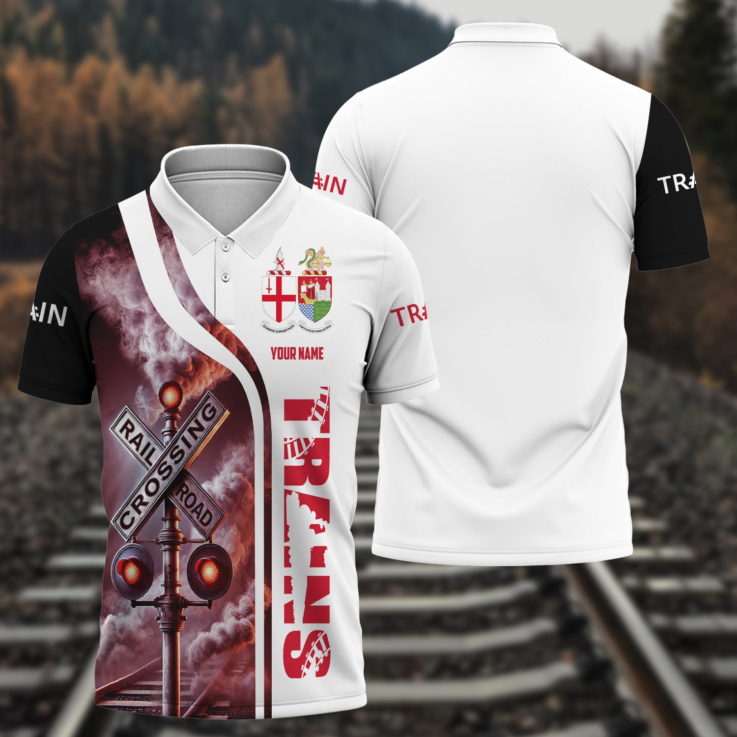 Railspirit Personalized Great Western Railway Polo Shirt Crossing Railroad Sign Locomotive Train Shirt All Over Print