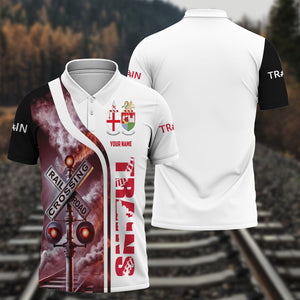 Railspirit Personalized Great Western Railway Polo Shirt Crossing Railroad Sign Locomotive Train Shirt All Over Print