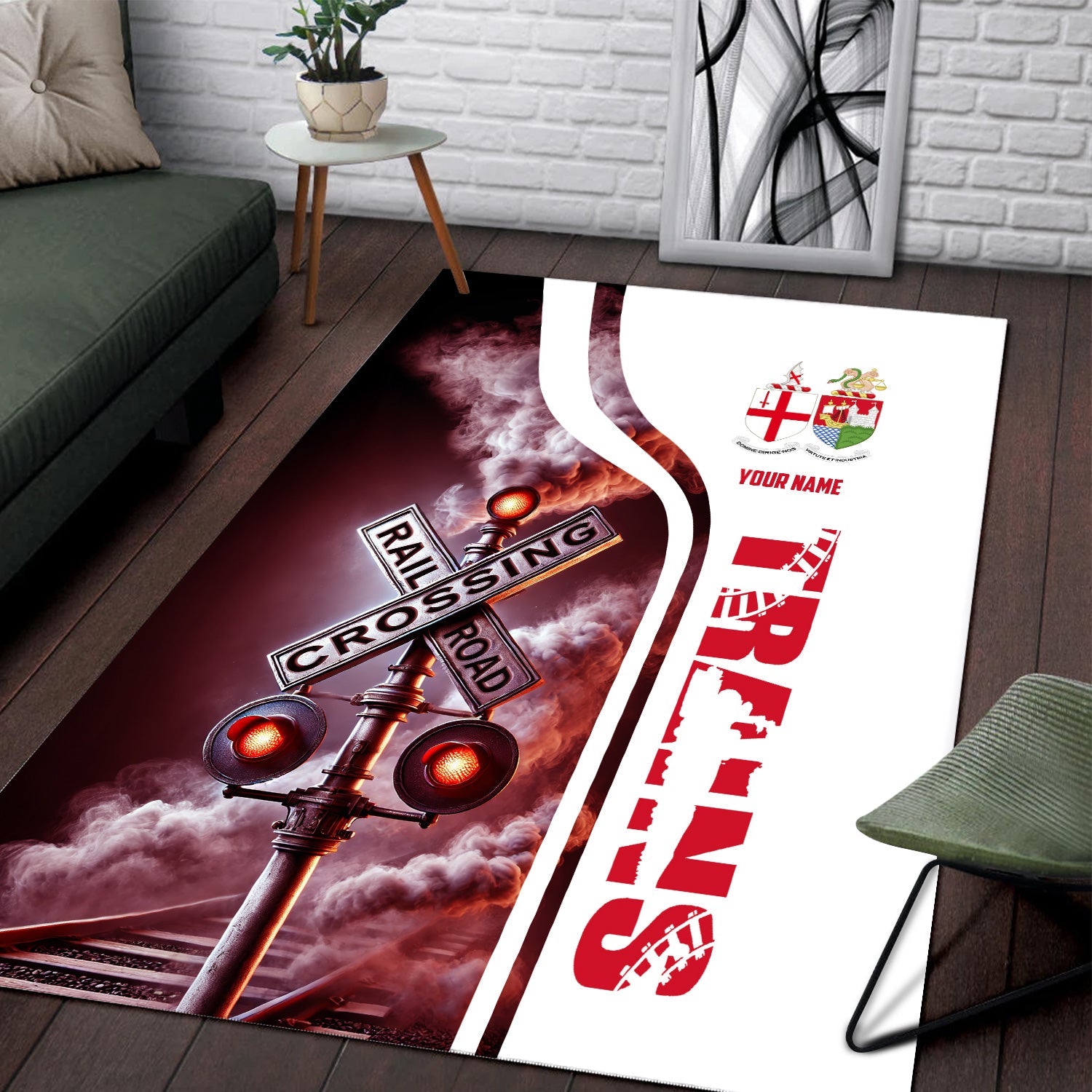 Railspirit Personalized Great Western Railway Area Rug Railroad Crossing Sign Rug All Over Print