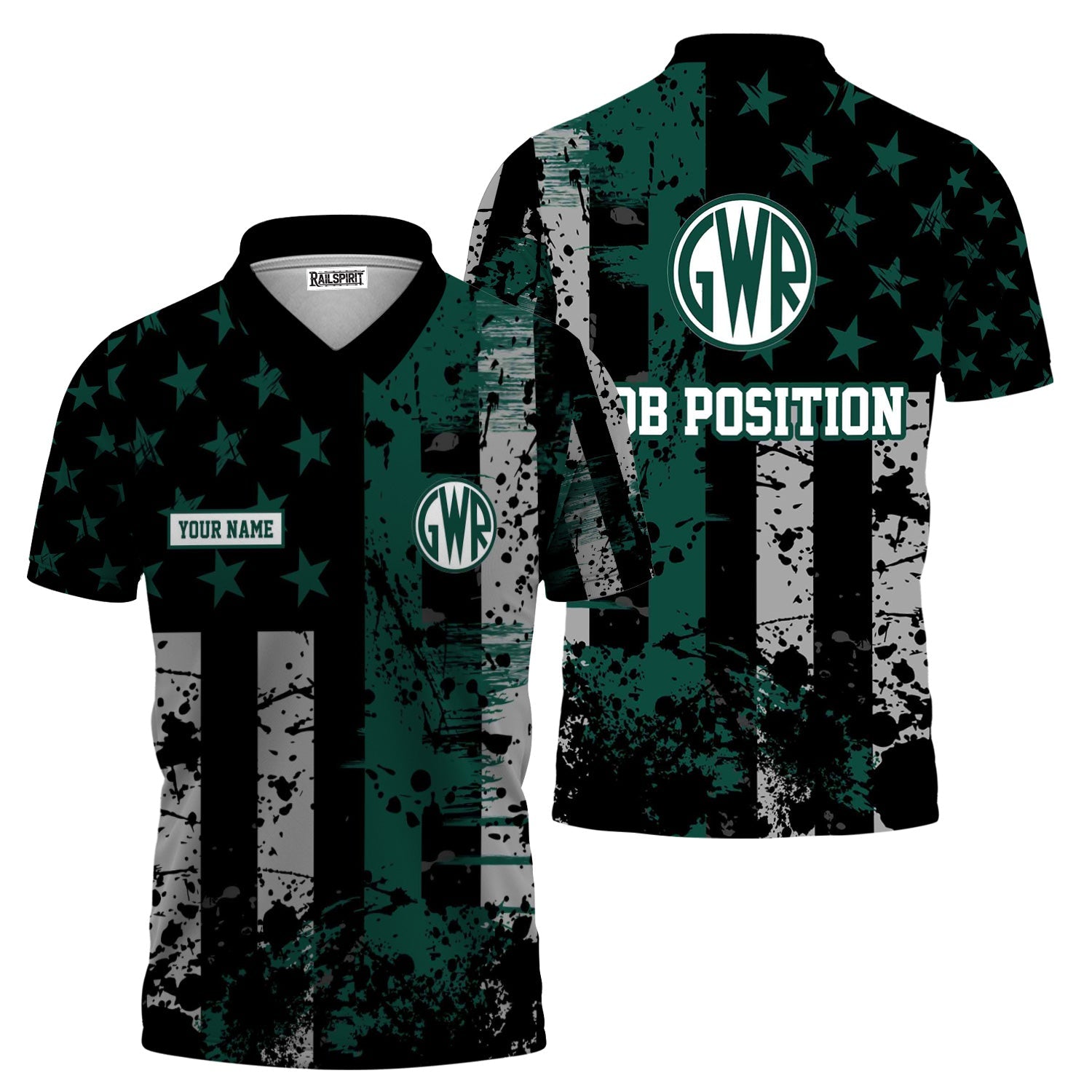 Railspirit Personalized Great Western Railway Polo Shirt Artistic Paint American Flag Style Train Shirt