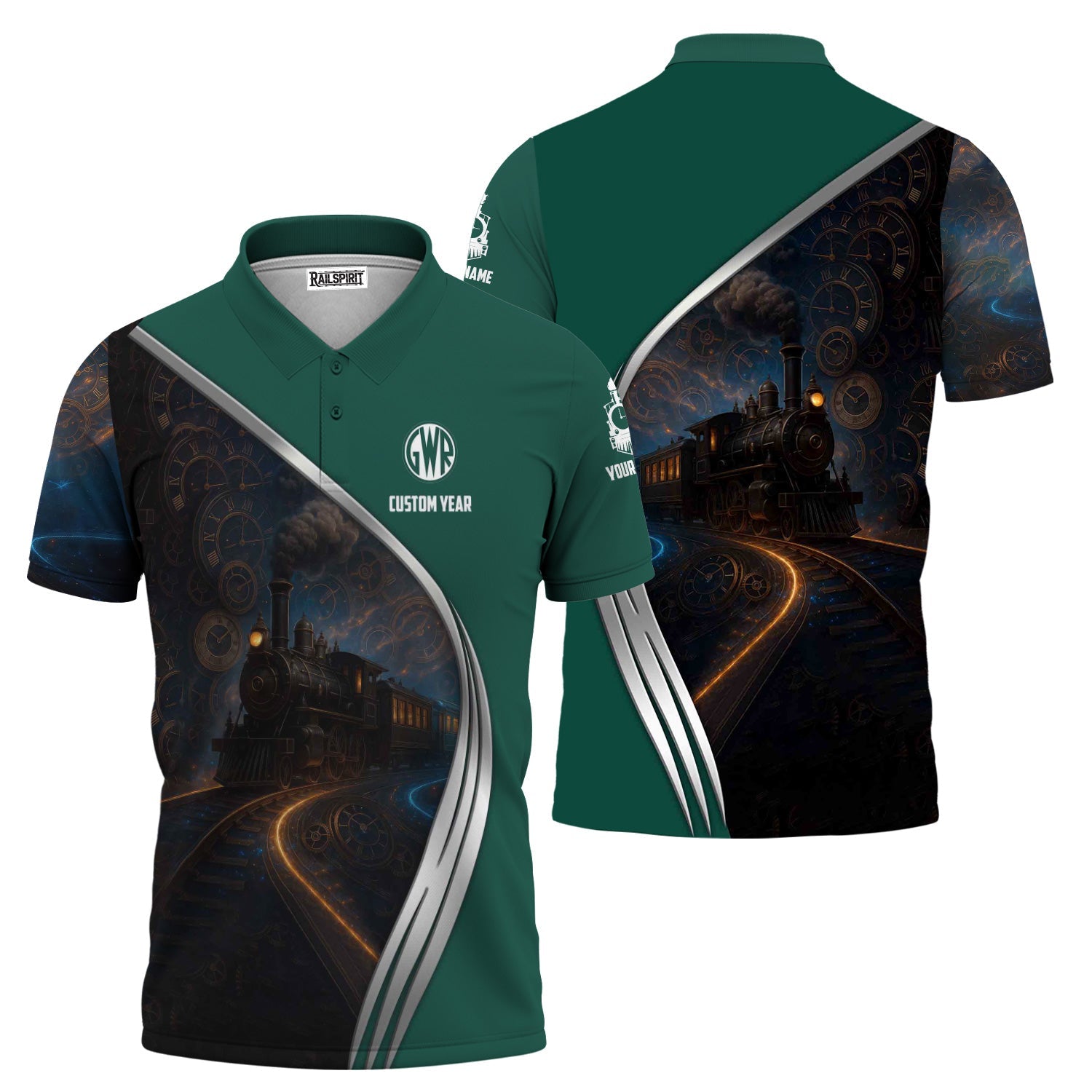 Railspirit Personalized Great Western Railway Polo Shirt Steampunk Locomotive with Custom Year Train Shirt