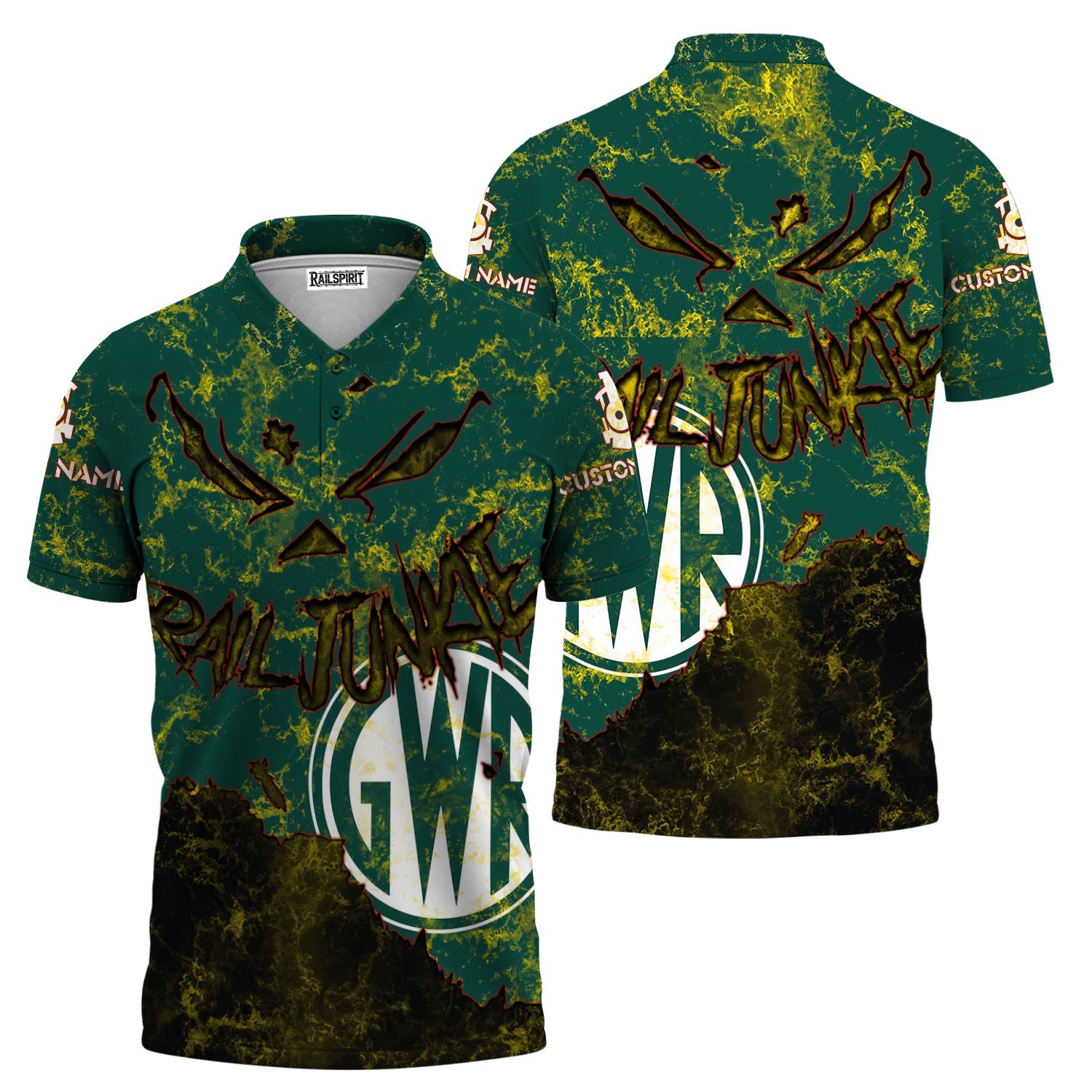 Railspirit Personalized Great Western Railway Polo Shirt Torn Graphic Style Train Shirt For Rail Junkie