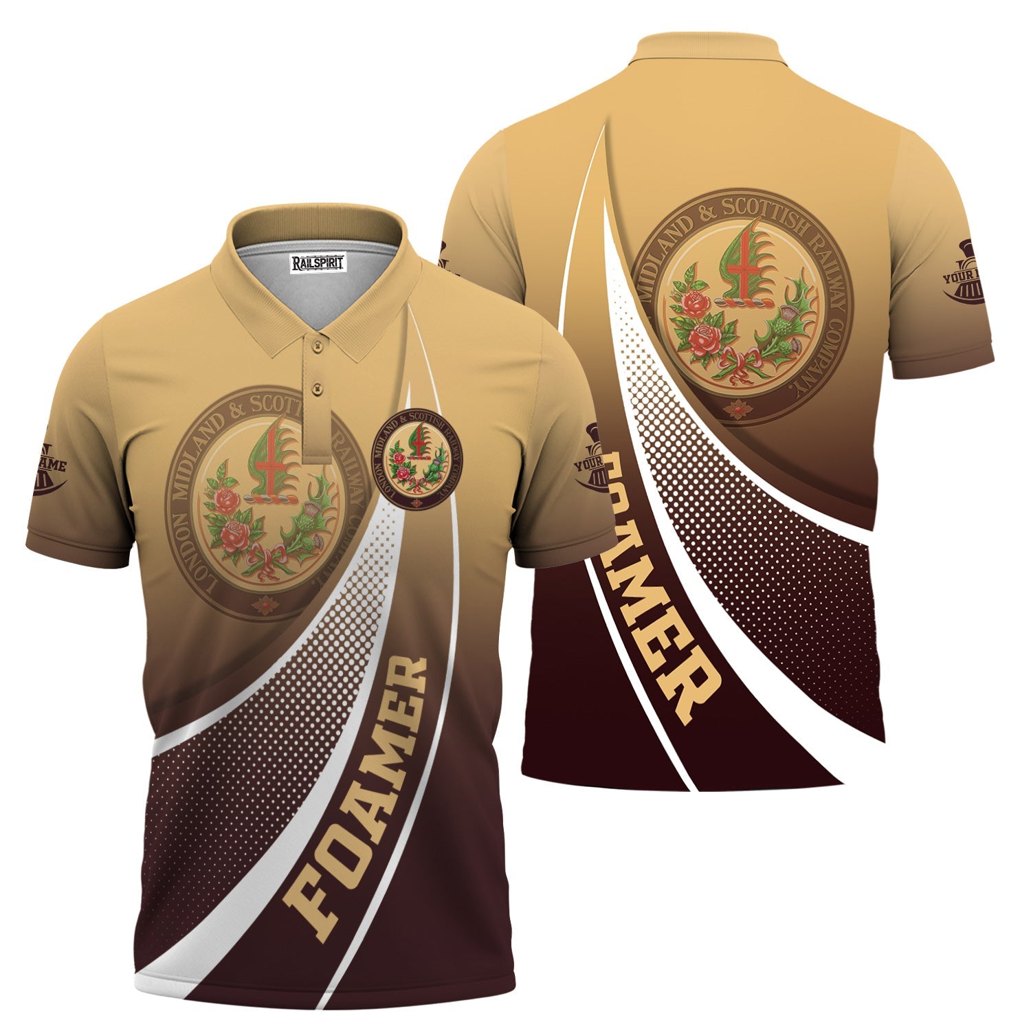 Railspirit Personalized London, Midland and Scottish Railway Polo Shirt Railway-Themed Style Shirt Gift Idea For Trainspotter