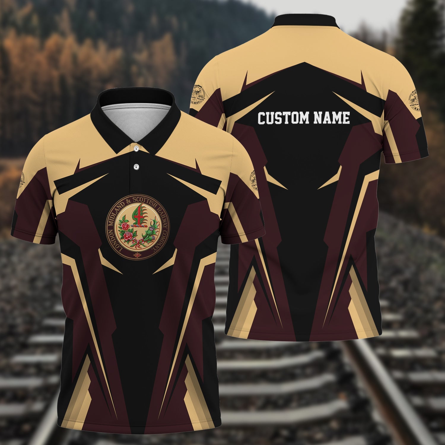 Railspirit Personalized London, Midland and Scottish Railway Polo Shirt Strong Line Style Train Unisex Shirt All Over Print