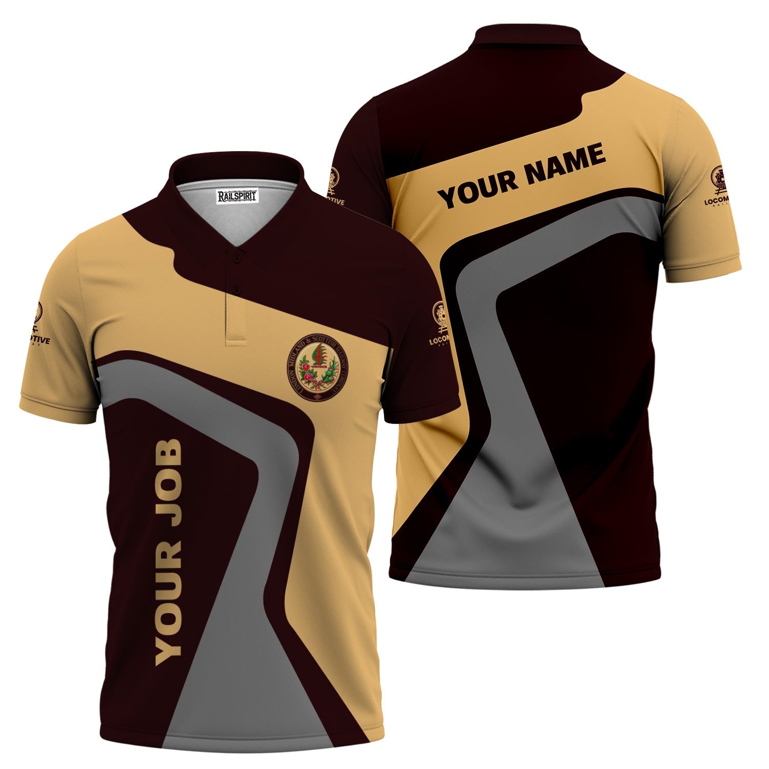 Railspirit Personalized London, Midland and Scottish Railway Polo Shirt Unique Design with Custom Job Position Train Shirt