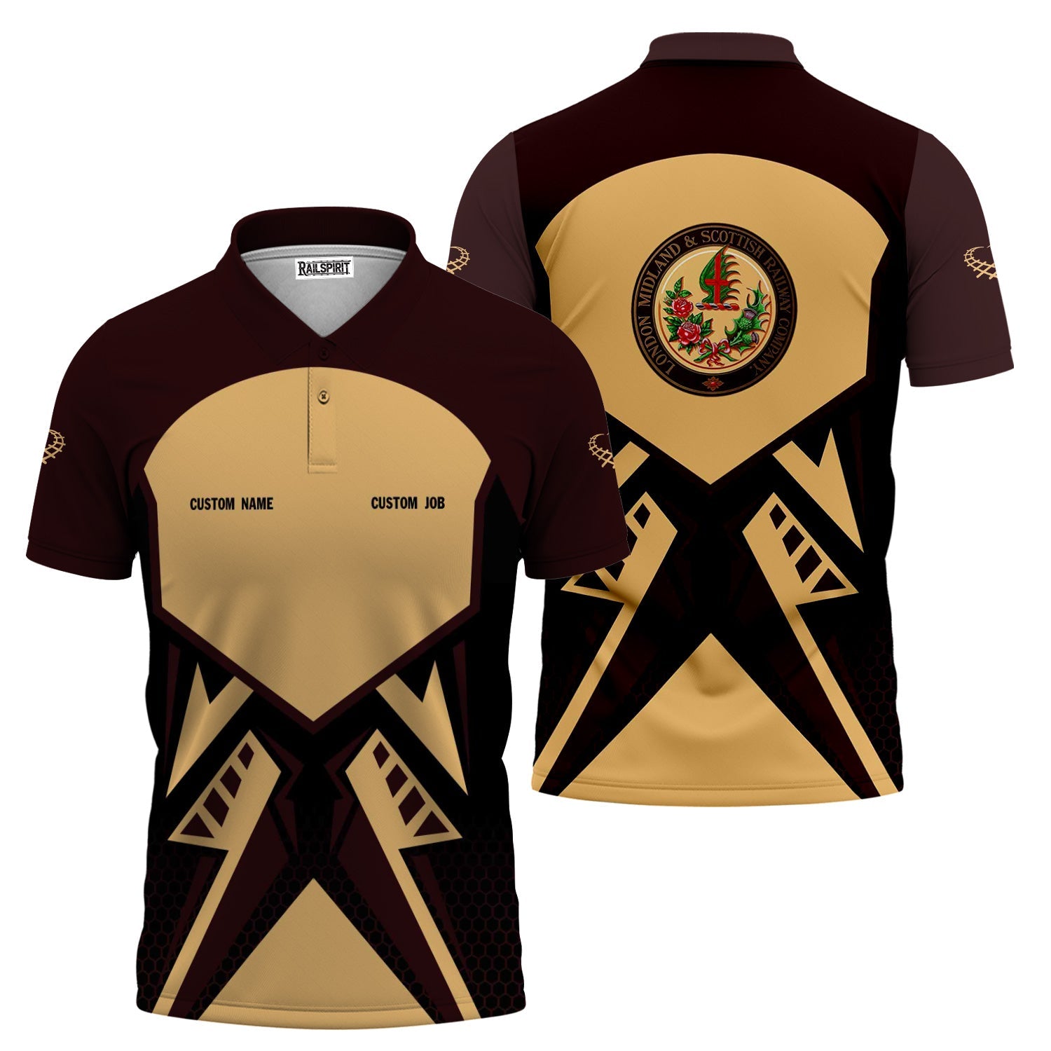 Railspirit Personalized London, Midland and Scottish Railway Polo Shirt Vibriant Style with Custom Position Train Shirt
