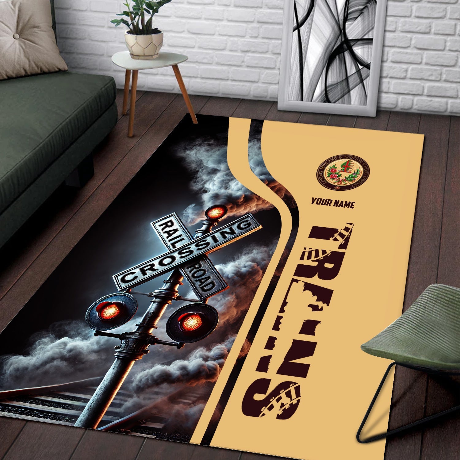 Railspirit Personalized London, Midland and Scottish Railway Area Rug Railroad Crossing Sign Rug All Over Print