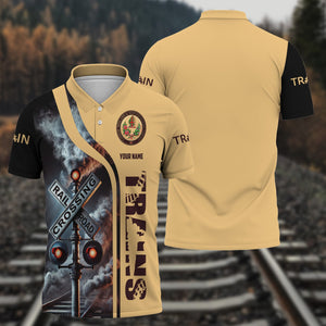 Railspirit Personalized London, Midland and Scottish Railway Polo Shirt Crossing Railroad Sign Locomotive Train Shirt All Over Print