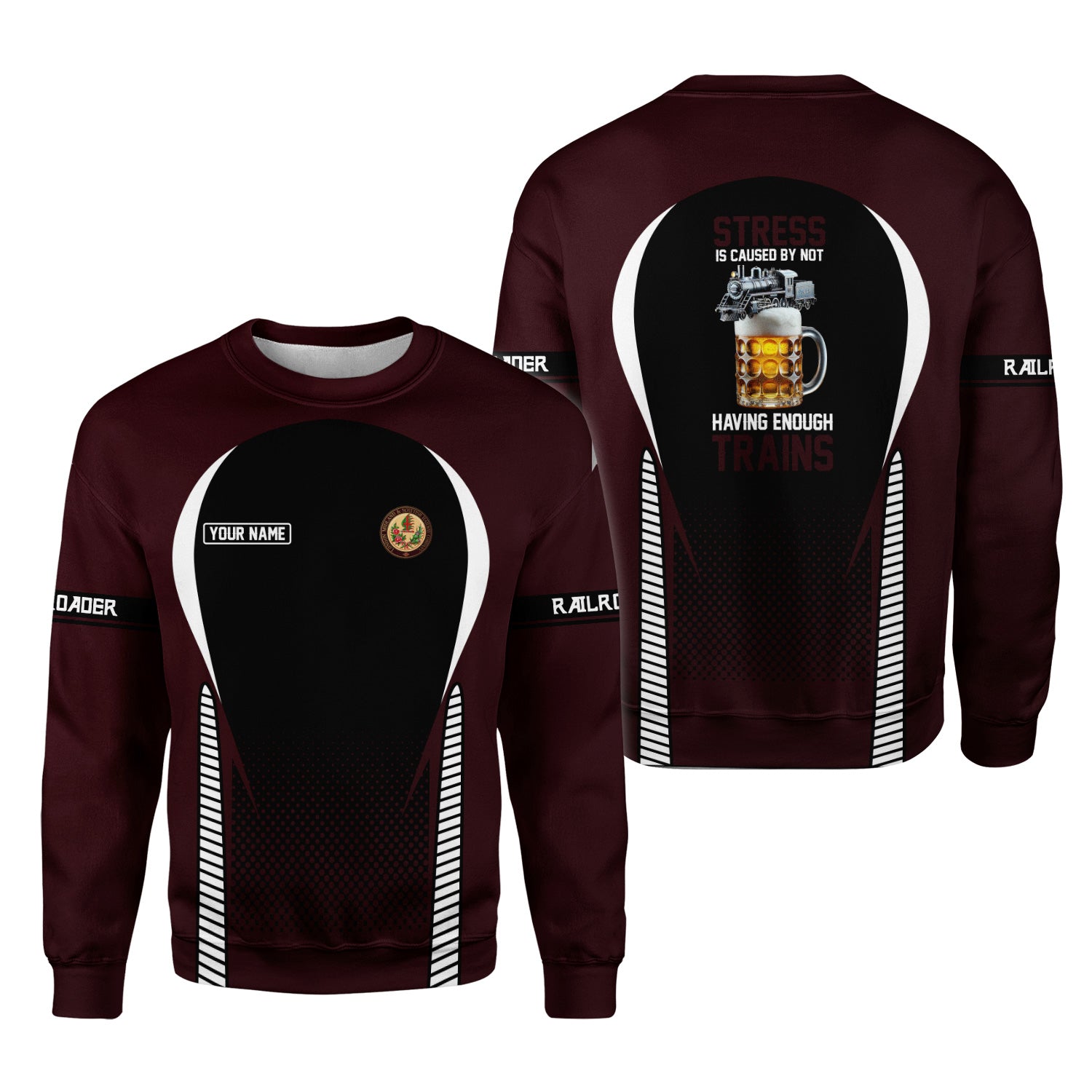 Railspirit Personalized London, Midland and Scottish Railway Sweatshirt Stress Is Caused By Not Having Enough Trains Shirt All Over Print Shirt