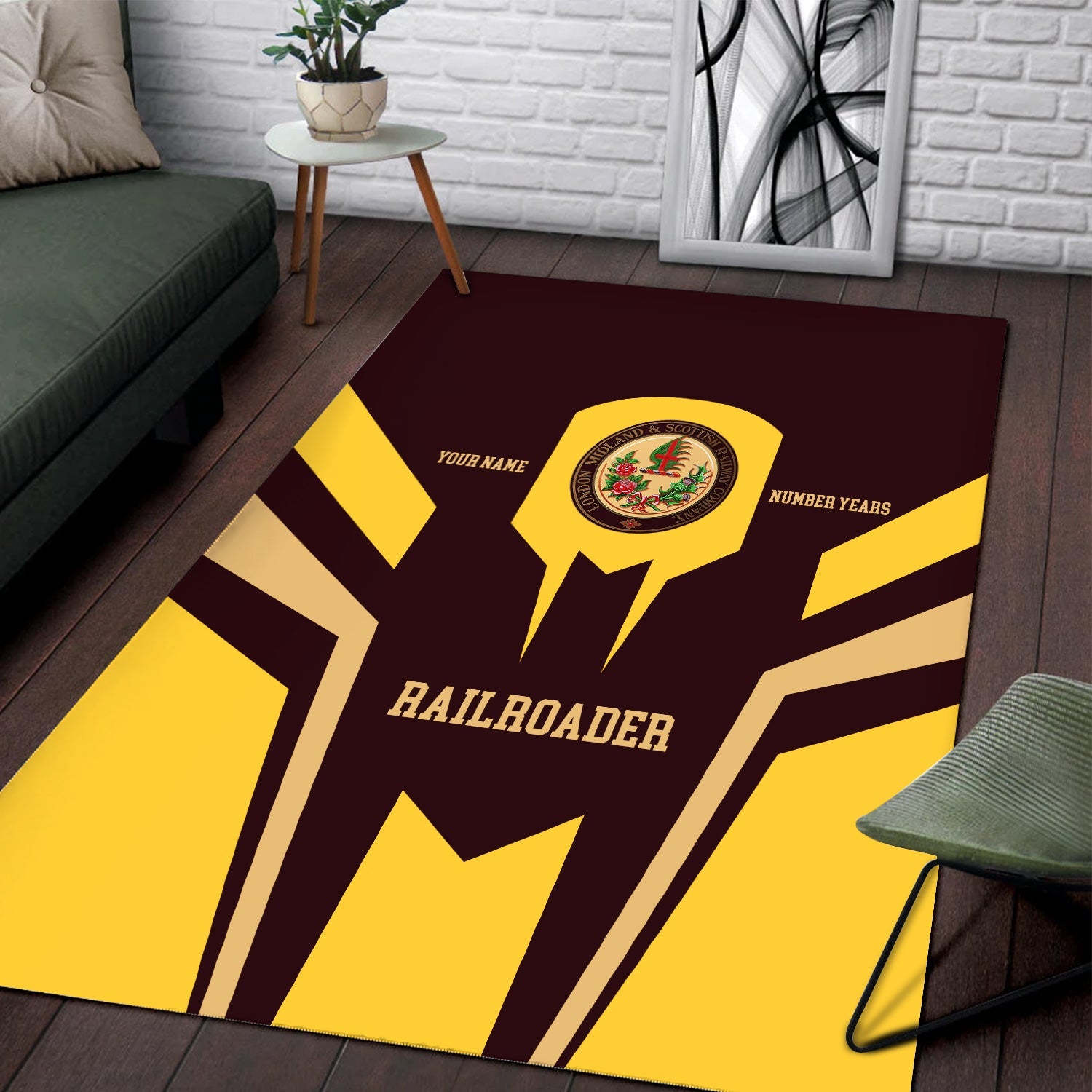 Railspirit Personalized London, Midland and Scottish Railway Area Rug Custom Year Railroader Rug Gift Idea For Train Lover