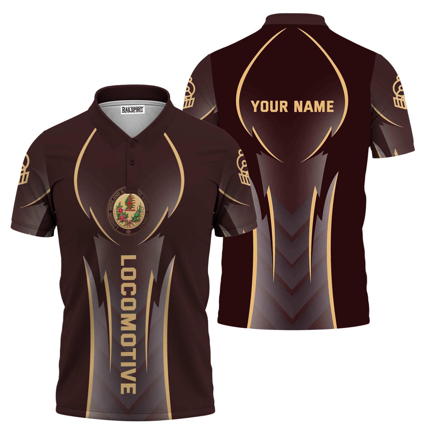 Railspirit Personalized London, Midland and Scottish Railway Polo Shirt Striking Line Style Train Shirt For Locomotive Lovers