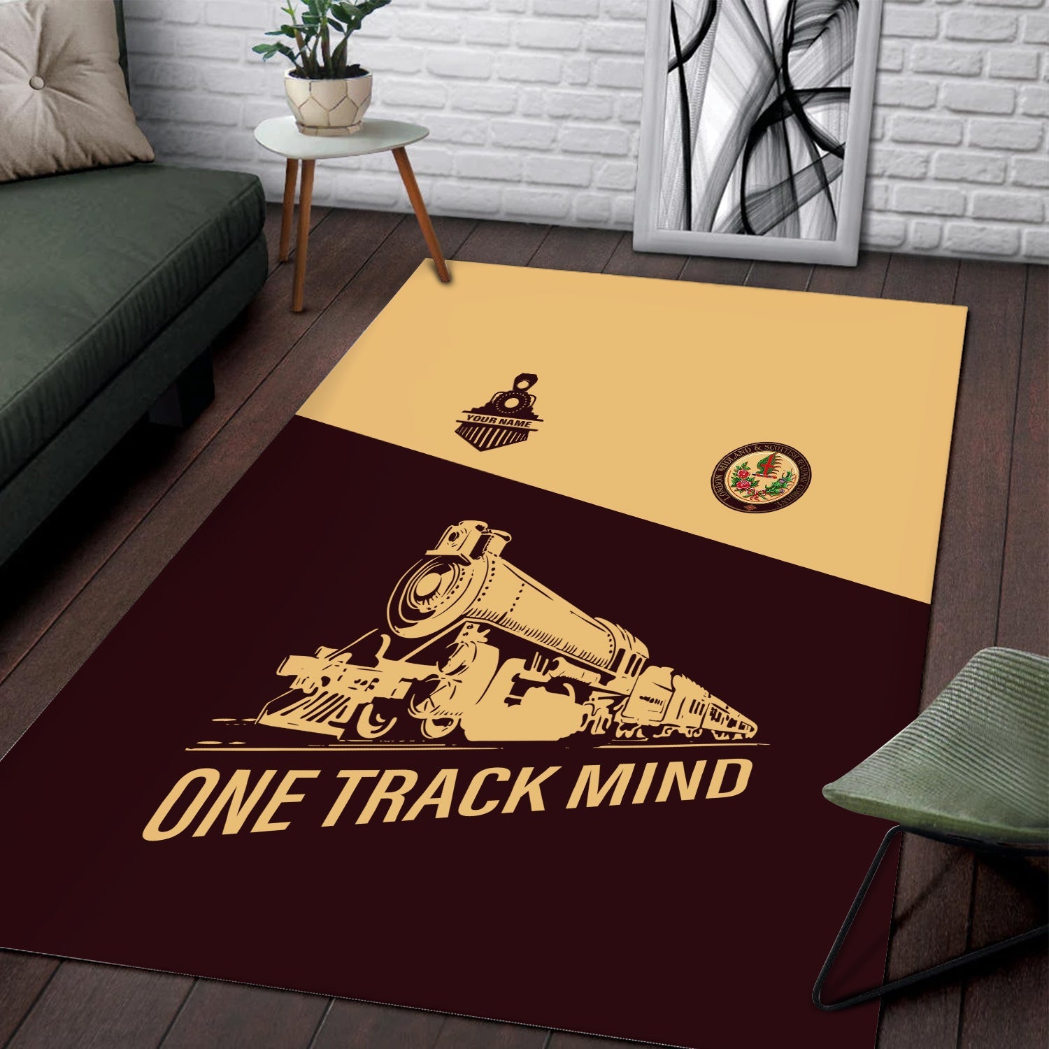Railspirit Personalized London, Midland and Scottish Railway Area Rug One Track Mind Train Rug Gift Idea For Train Lover