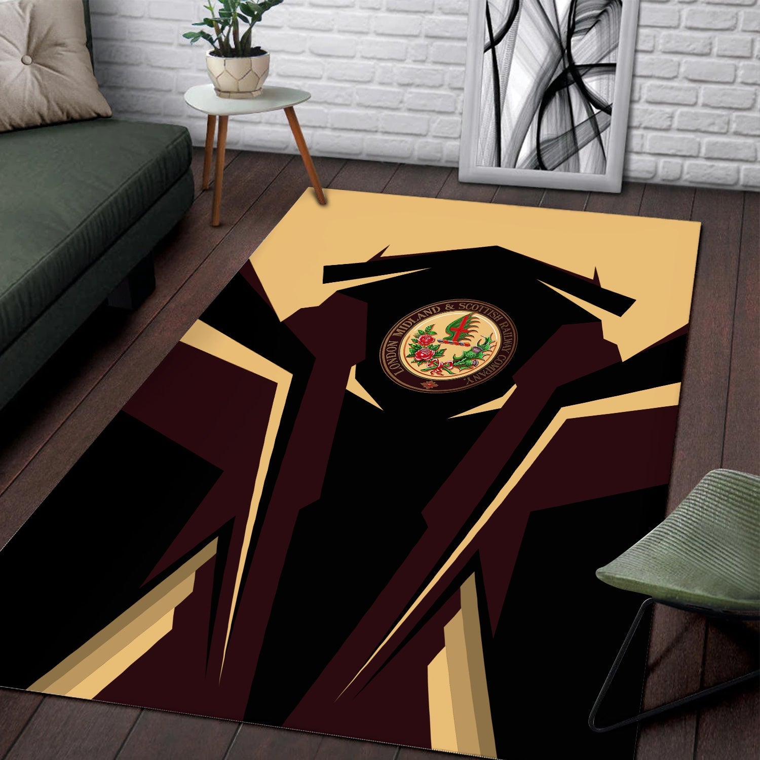 Railspirit Personalized London, Midland and Scottish Railway Area Rug Strong Line Style  Train Area Rug Gift Idea For Train Lover